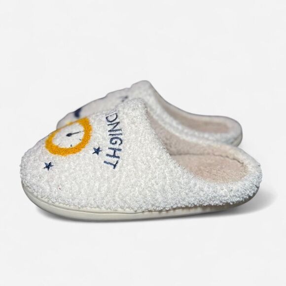 Taylor Swift themed “Meet me at Midnight” Women's White Enroidered slippers - Picture 2 of 8